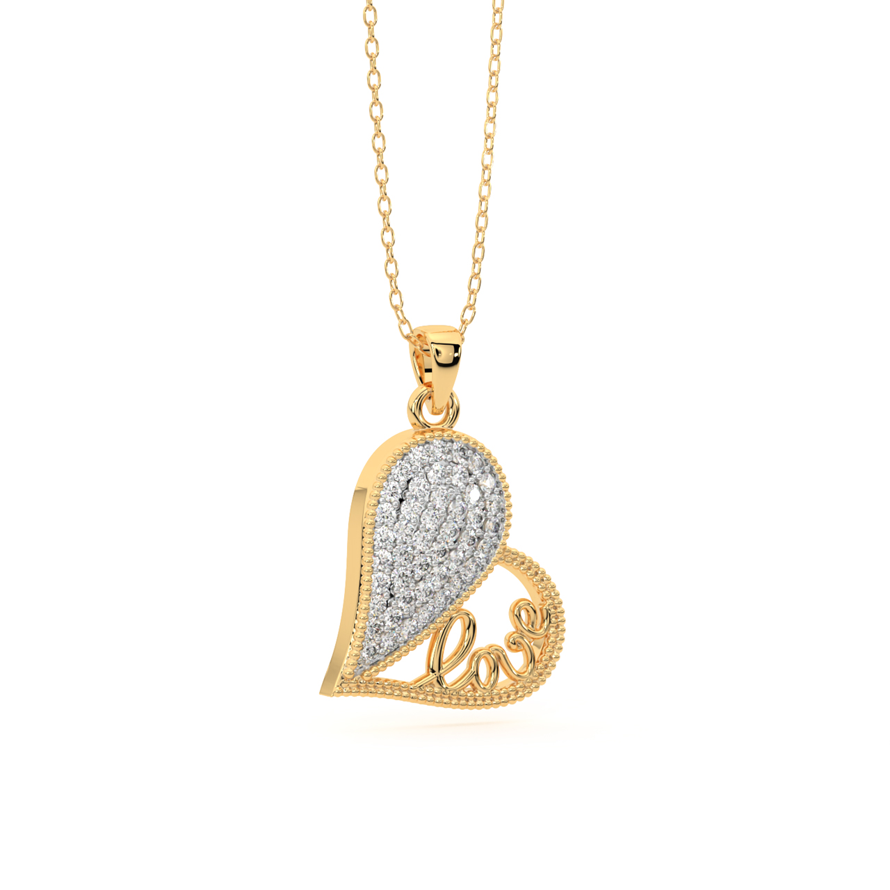 Slanted Heart Diamond Pendant